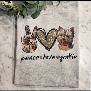 Yorkie Mom shirt Peace Love cute popular dog mom